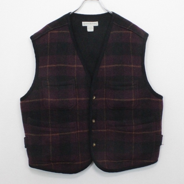 【Caka act2】"BANANA REPUBLIC" Check Pattern Vintage Loose Vest
