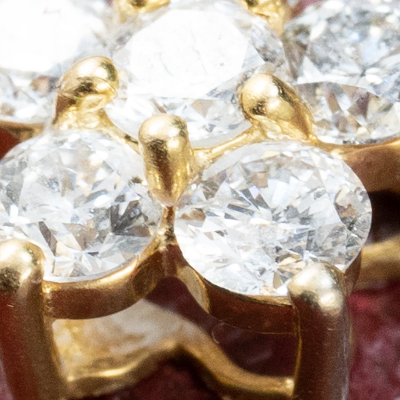 K18 ヴィンテージ ゴールド ジュエリー ダイヤモンド 0.26ct 花
