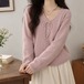 2色/リボンVネックケーブルニット ・79436