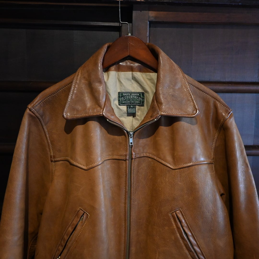 made in usa ralph lauren country vintage leather jacket583 | 【OWN