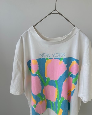 -Stedman- Vintage 80-90s L NEW YORK FLORAL Print T-shirt