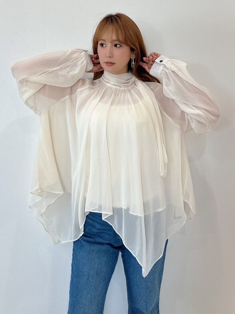 再入荷！上品シフォンドレープチュニック×ベルト付き ¥6,900+tax