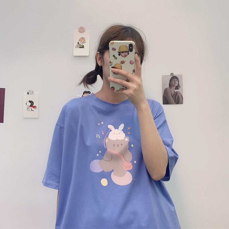 プリントTシャツ サマールーズトップス 大人ガーリー スウィート キュート カジュアル 夏物 萌量不足83983999948