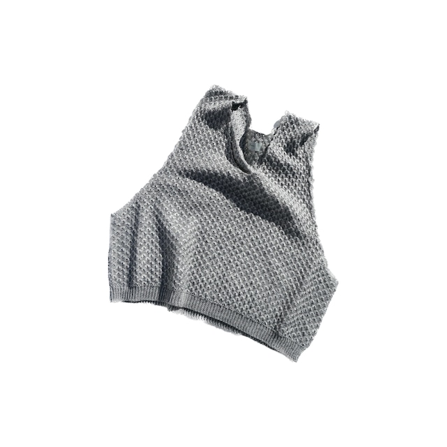 【amachi.】Loose Neck Paesina Vest (Blue Gray)