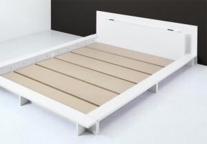 モダンライト・コンセント付きローベッド ベッドフレームのみ ダブル 組立設置付