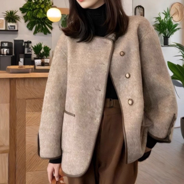 ボタンフロント ヒップ丈 オーバーサイズ ジャケット K1176