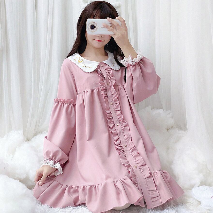 サブカル 服 地雷系 通販 初心者向き ワンピース チュチュ 長袖 フリル ロリィタ 服 ファッション 秋冬服 量産型 ガーリー