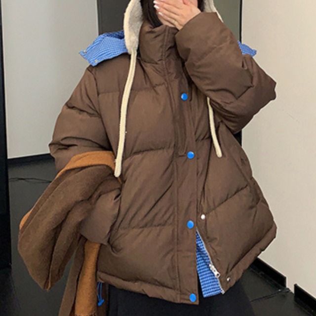 reversible check pattern volume jacket　リバーシブルチェック柄ボリュームジャケット　J1573