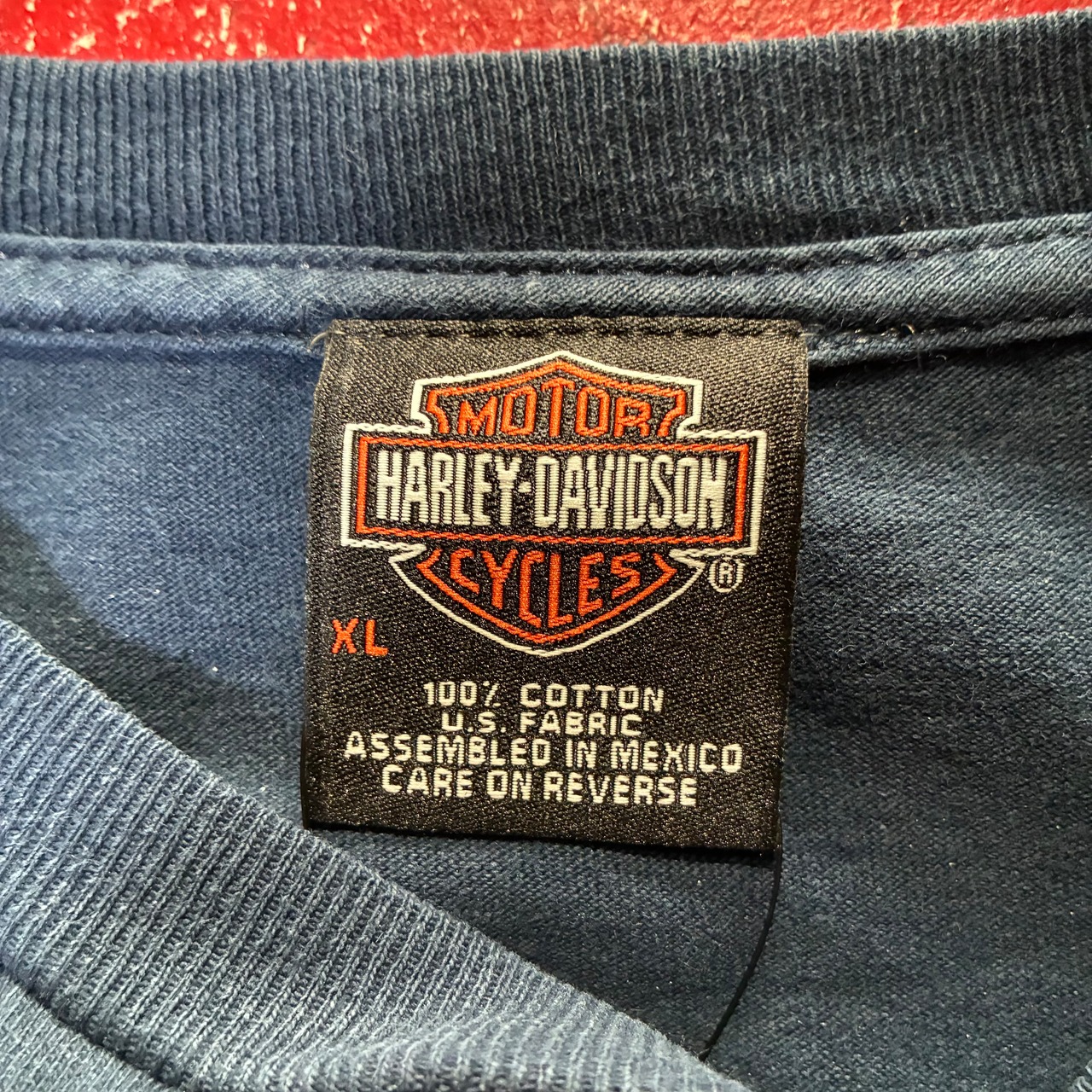 00s メキシコ製　Harley-Davidson Y2KTシャツ　バーアンドシールド　ウィング　ネイビー　