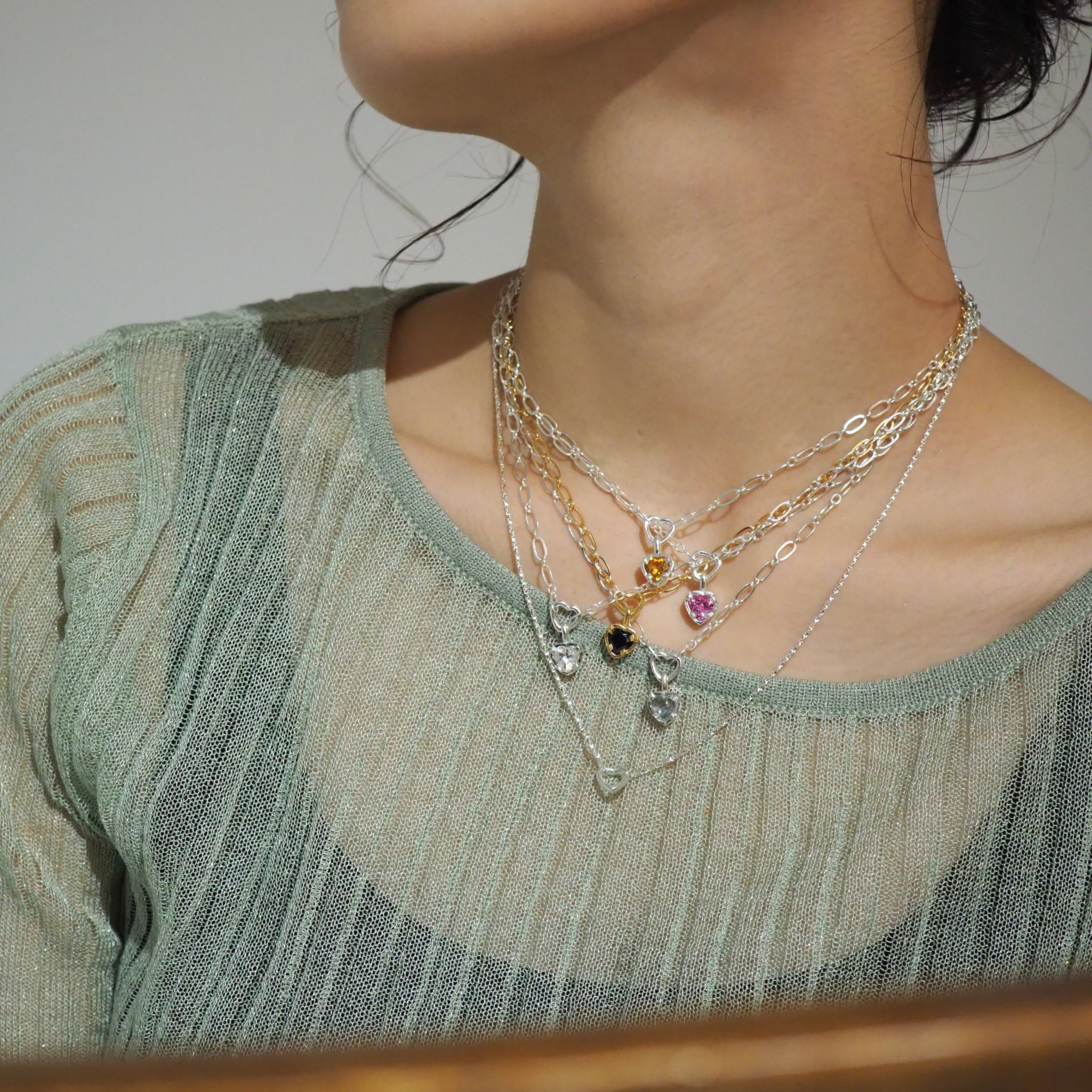 nanagu heart SS necklace ブルートパーズ アクセサリー