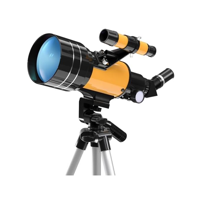 天体望遠鏡 子供 初心者向け 【ステンレス製伸縮三脚】 70mm大口径