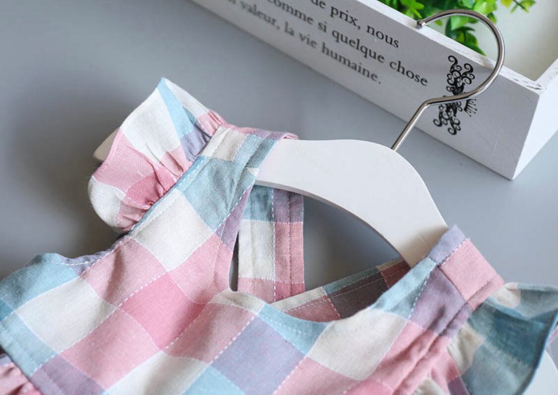 パステルバッククロスワンピース》》》》》海外子供服 ガール 春夏 ドレス パステルカラー