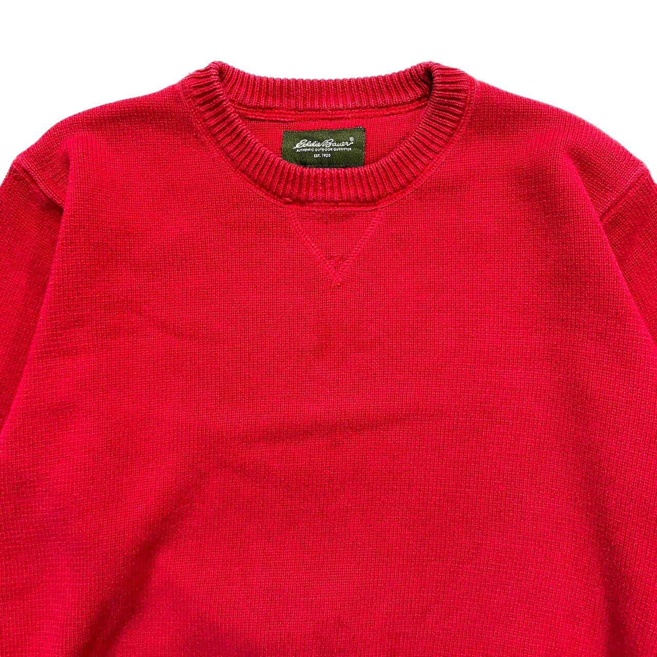 エディーバウアー コットンニット ハーフジップ セーター メンズxl 赤色 Eddie Bauer アウトドア アメカジ 古着 Ch0797 ファクトリーアウトレット