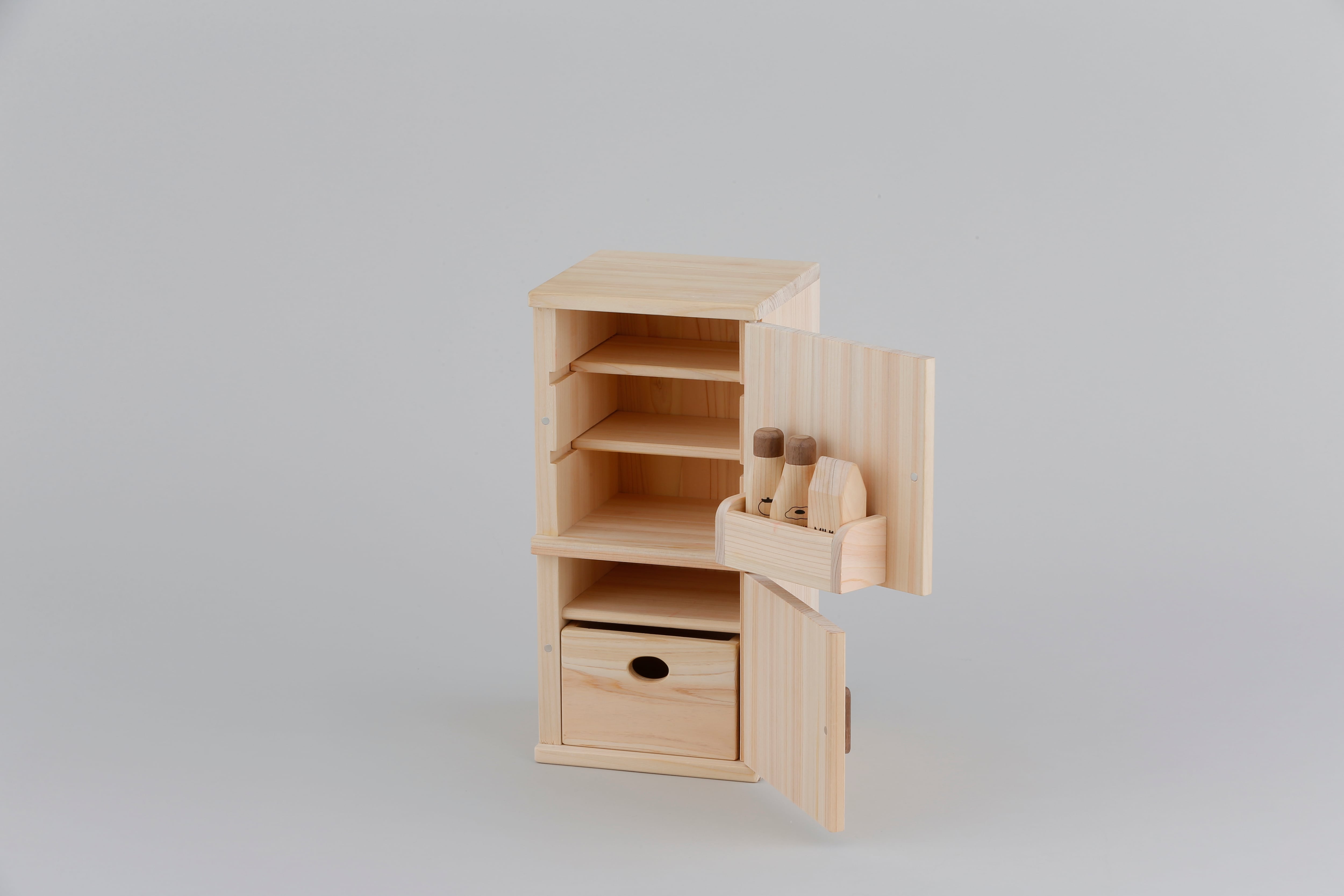 ハンドメイド　木製冷蔵庫　おもちゃ 受注製作】手作り木製おもちゃ冷蔵庫② おもちゃ・人形 ナオナオ