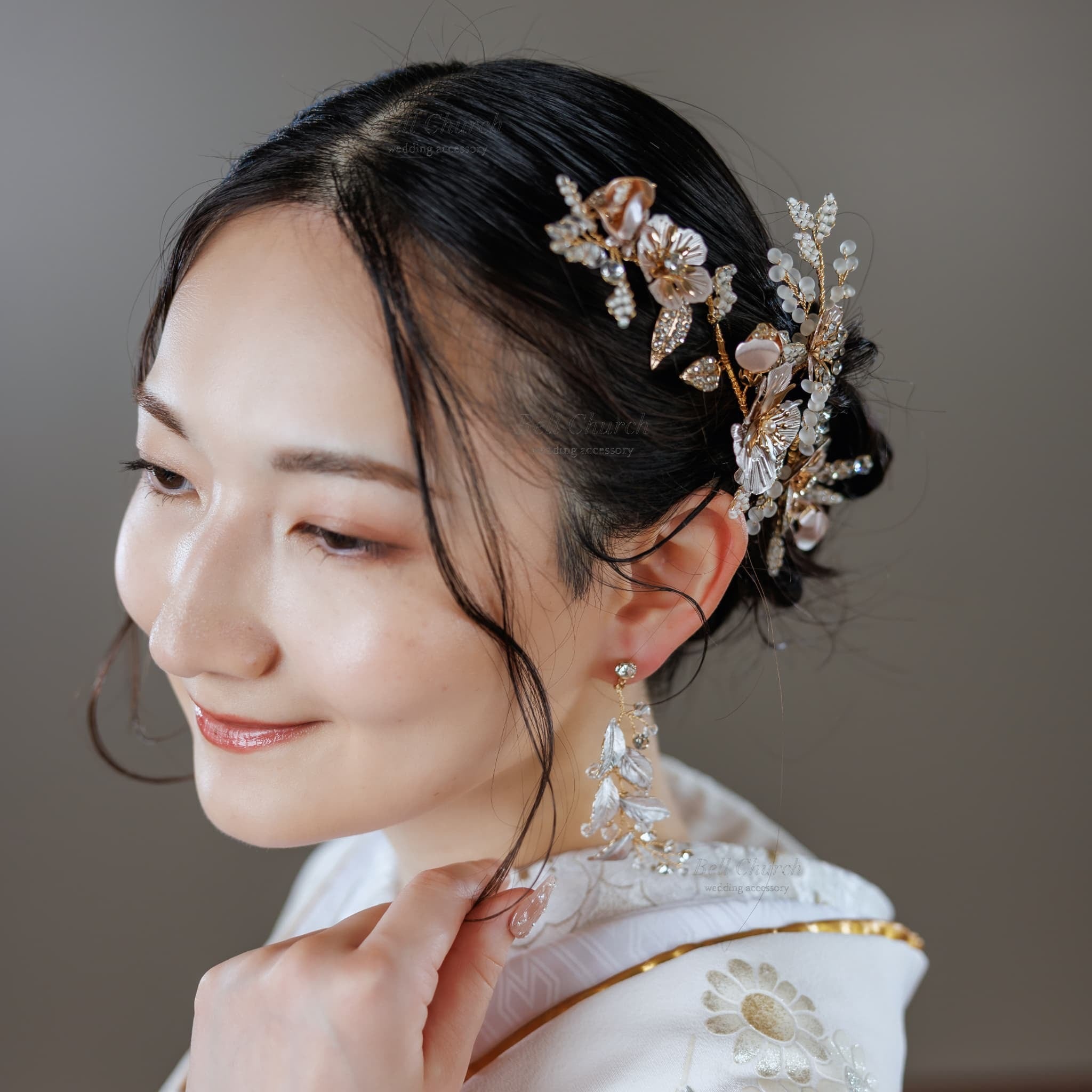 ブライダルピアス イヤリング|ラインストーン|葉っぱ リーフモチーフ ブライダルピアス イヤリング|ラインストーン|葉っぱ リーフモチーフ
