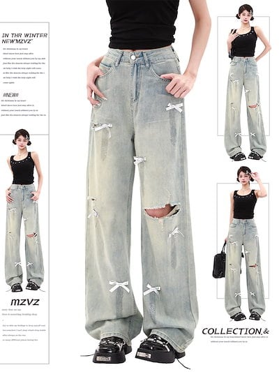 再入荷 PAIKI バギーデニム パンツ 韓国ファッション Y2K ストリート 再入荷 PAIKI バギーデニム パンツ 韓国ファッション Y2K