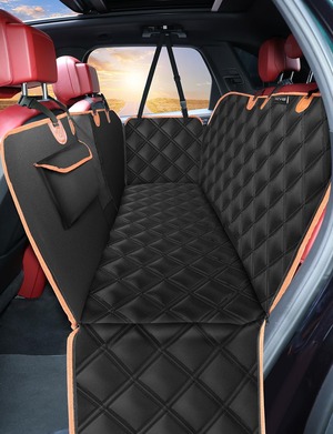 【数量限り】KYG ペット用 ドライブシート 汎用版 全車種 車ペットシート 後部座席 可視メッシュ窓 飛び出し防止リード付き 汚れ防止 防水 耐摩 滑り止め 簡単取り付け 折り畳み式 ブラック 135x45x45cm