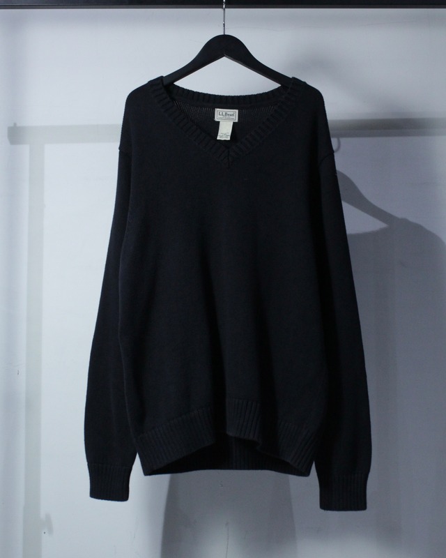 【Caka BLACK】90's “L.L.Bean” Vintage Loose V Neck Cotton Knit