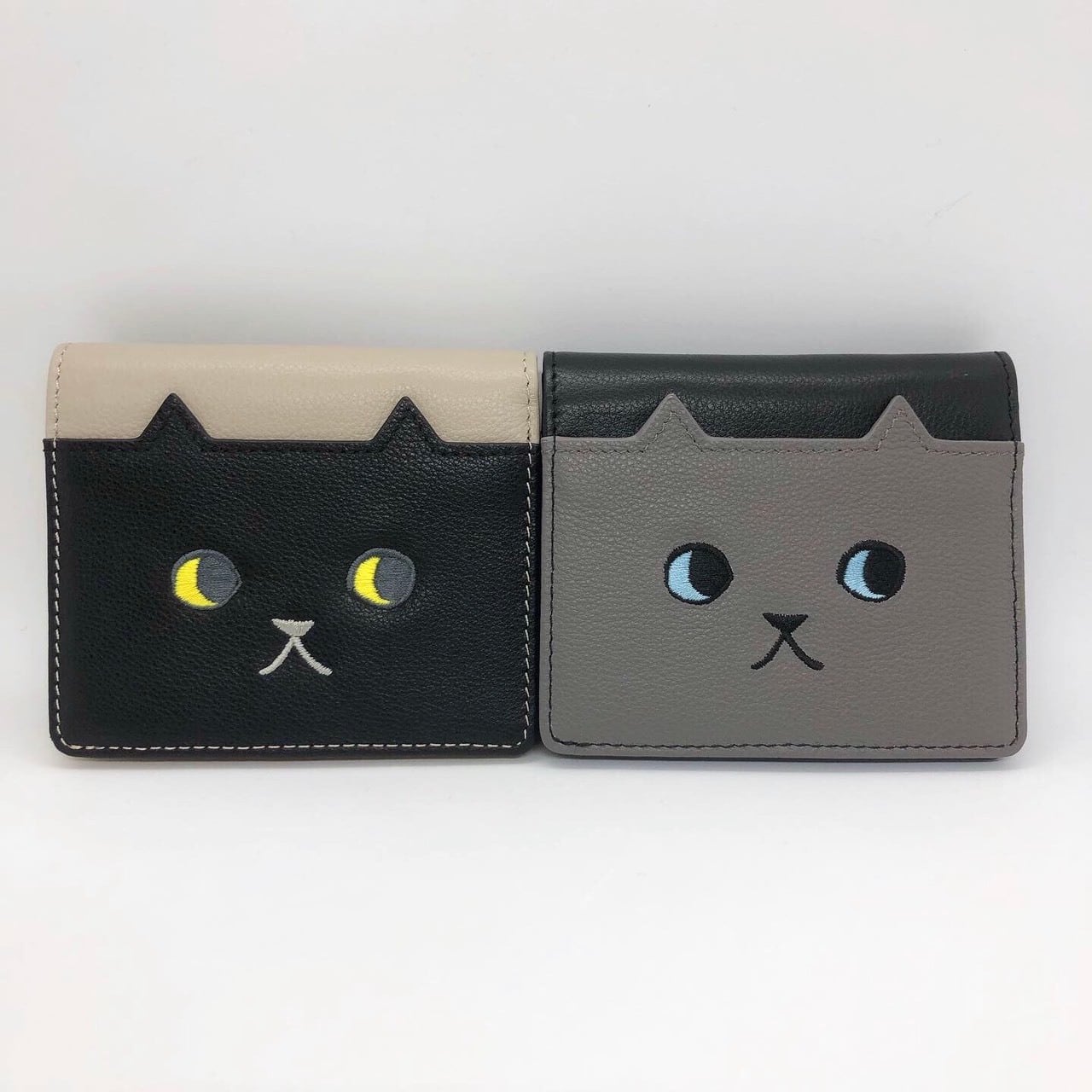 本革お財布 2つ折りWalking Cat Wallet （箱付き） 黒猫 / ロシアン ...