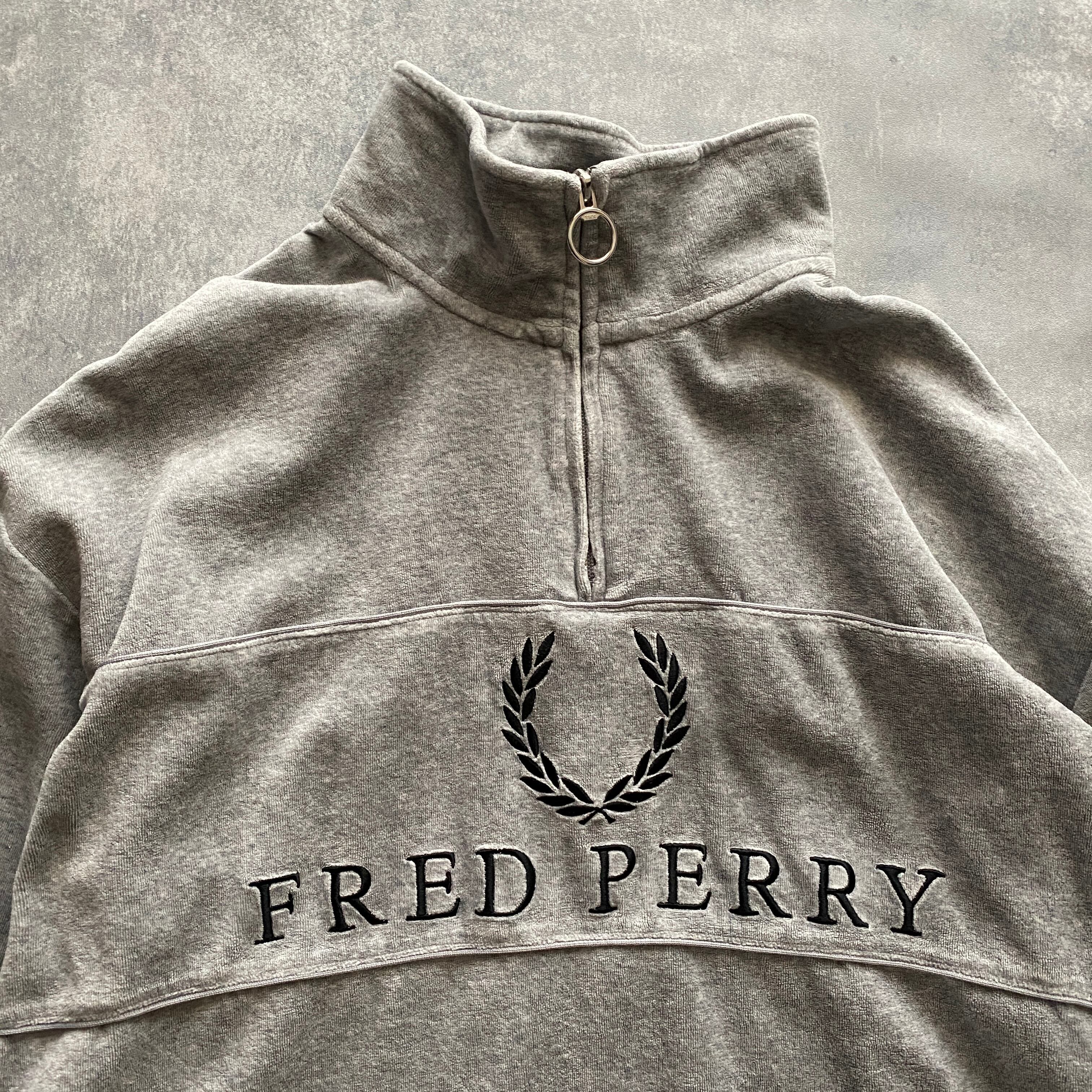 フレッドペリー ベロア トラックジャケットブラック 刺繍ロゴ   Sサイズ