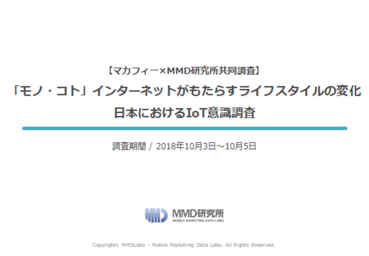 MMD研究所自主調査】「モノ・コト」インターネットがもたらすライフスタイルの変化 日本におけるIoT意識調査 | MMD研究所