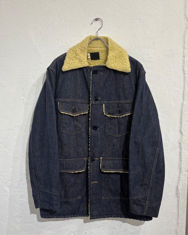 ~70s THE BLACK DEVIL Boa-Collar Wool Heavy Coat