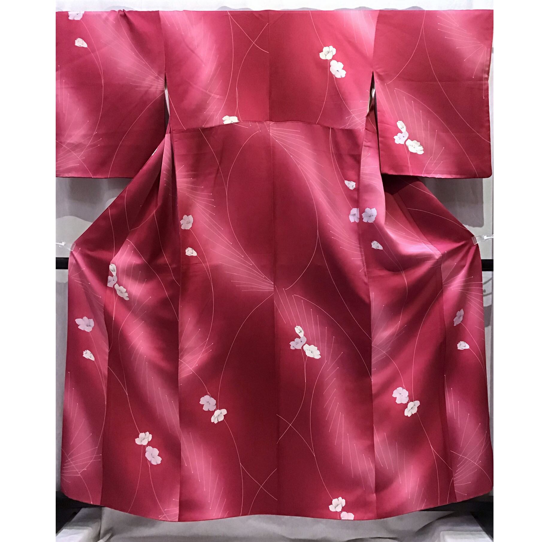 着物・小紋・花・ピンク系地・No.200701-1450・梱包サイズ60