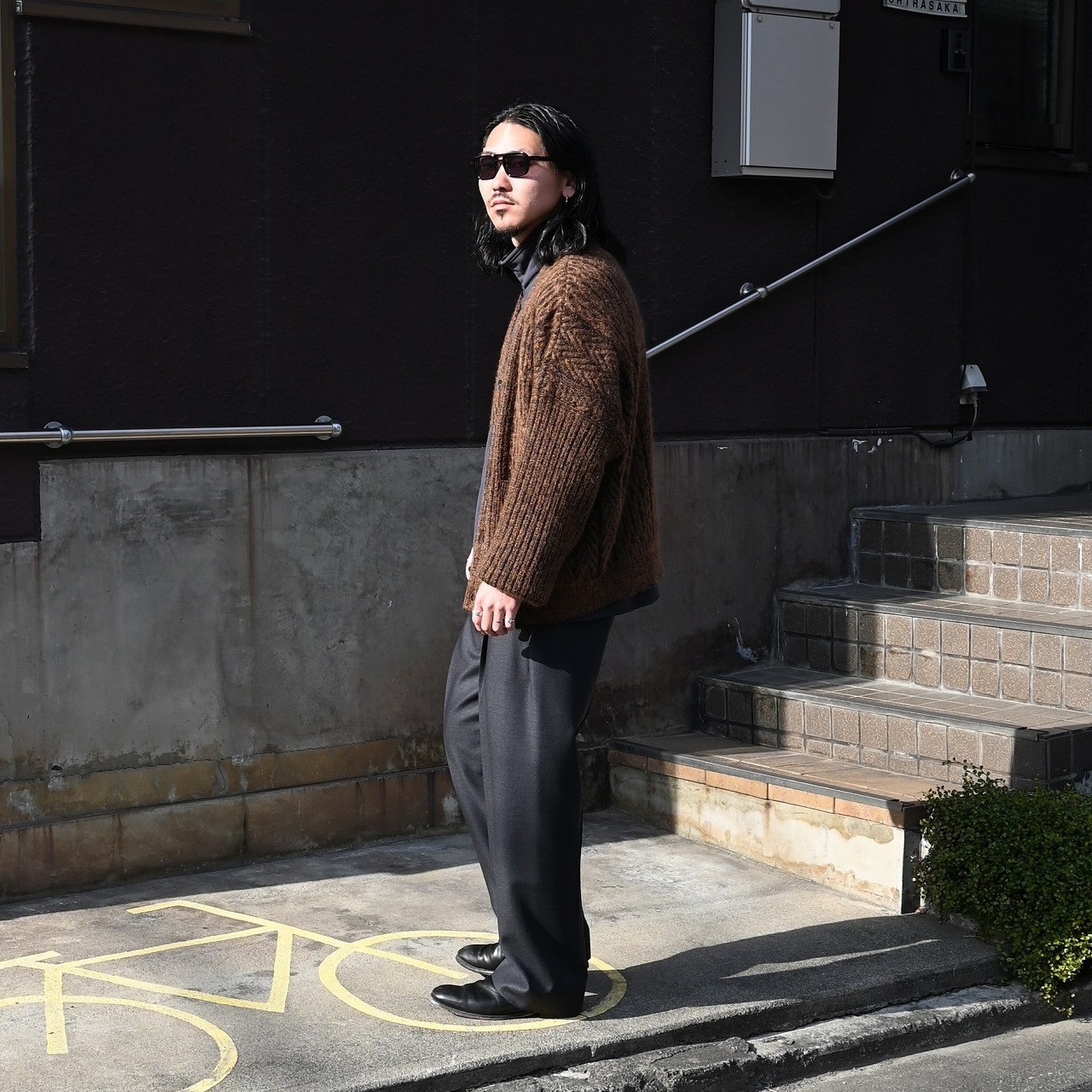 YASHIKI(ヤシキ)Sekkei mohair Cardiganコーディネート