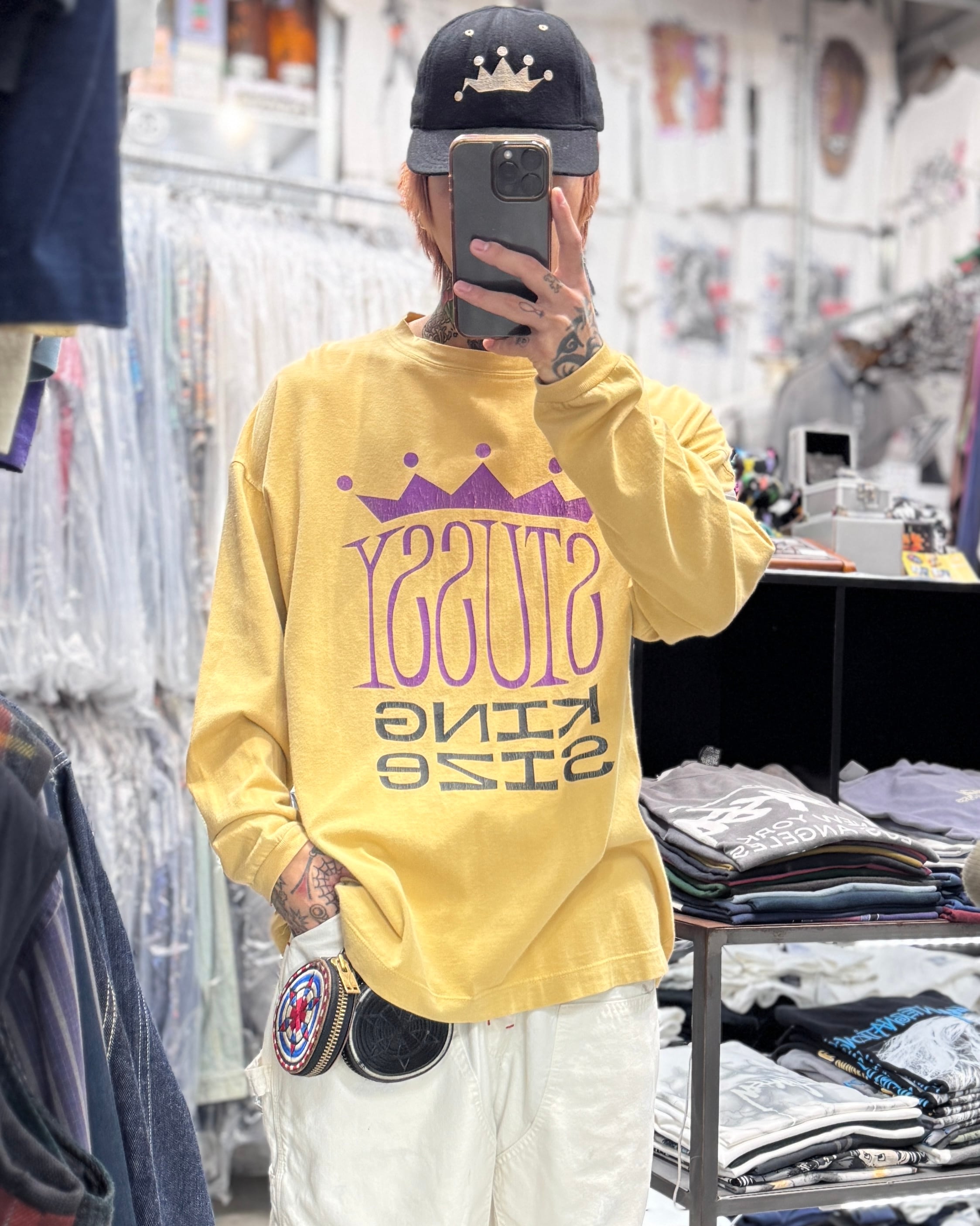 80s 90s OLD STUSSY モックネック ポケット Tシャツ STUSSY 