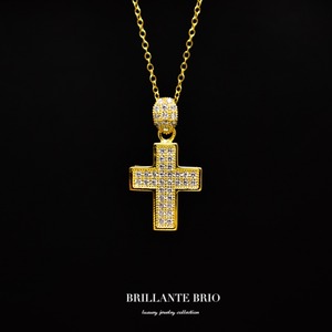 volume cross necklace gold