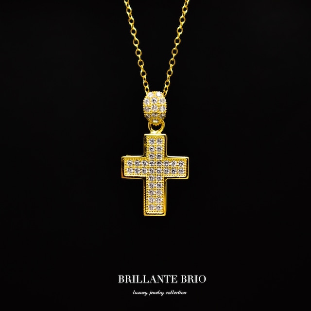 volume cross necklace gold