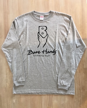Bare Hands オリジナルロゴロングTシャツ /グレー/L/コットン