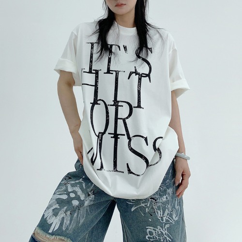 big logo print short sleeve tee　ビッグロゴプリント半袖ティー　J1198