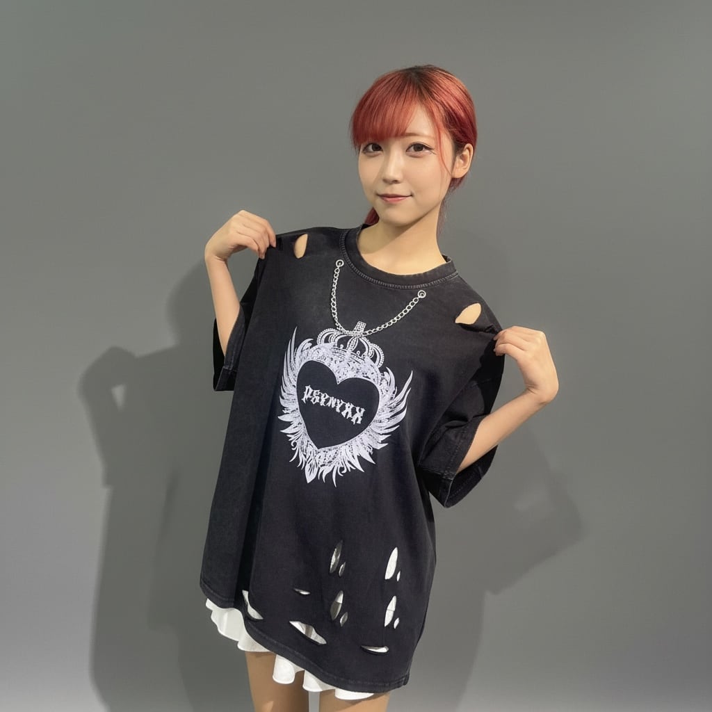 PSYNYXX ハートウィングチェーンtshirts | 韓国系ユニセックスTHICC