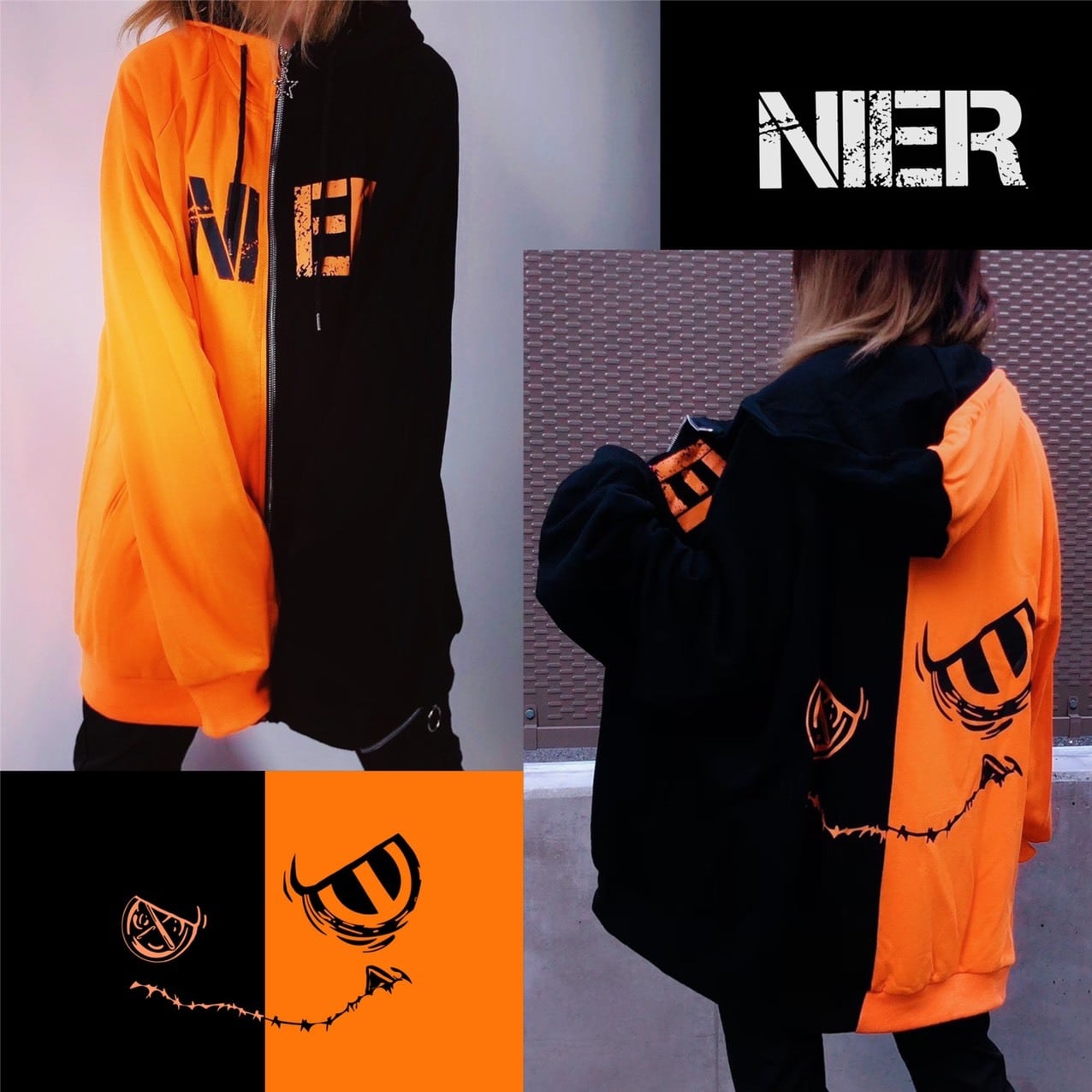 two-tone ZIP PARKA【FACE ANGRY】 | NIER CLOTHING