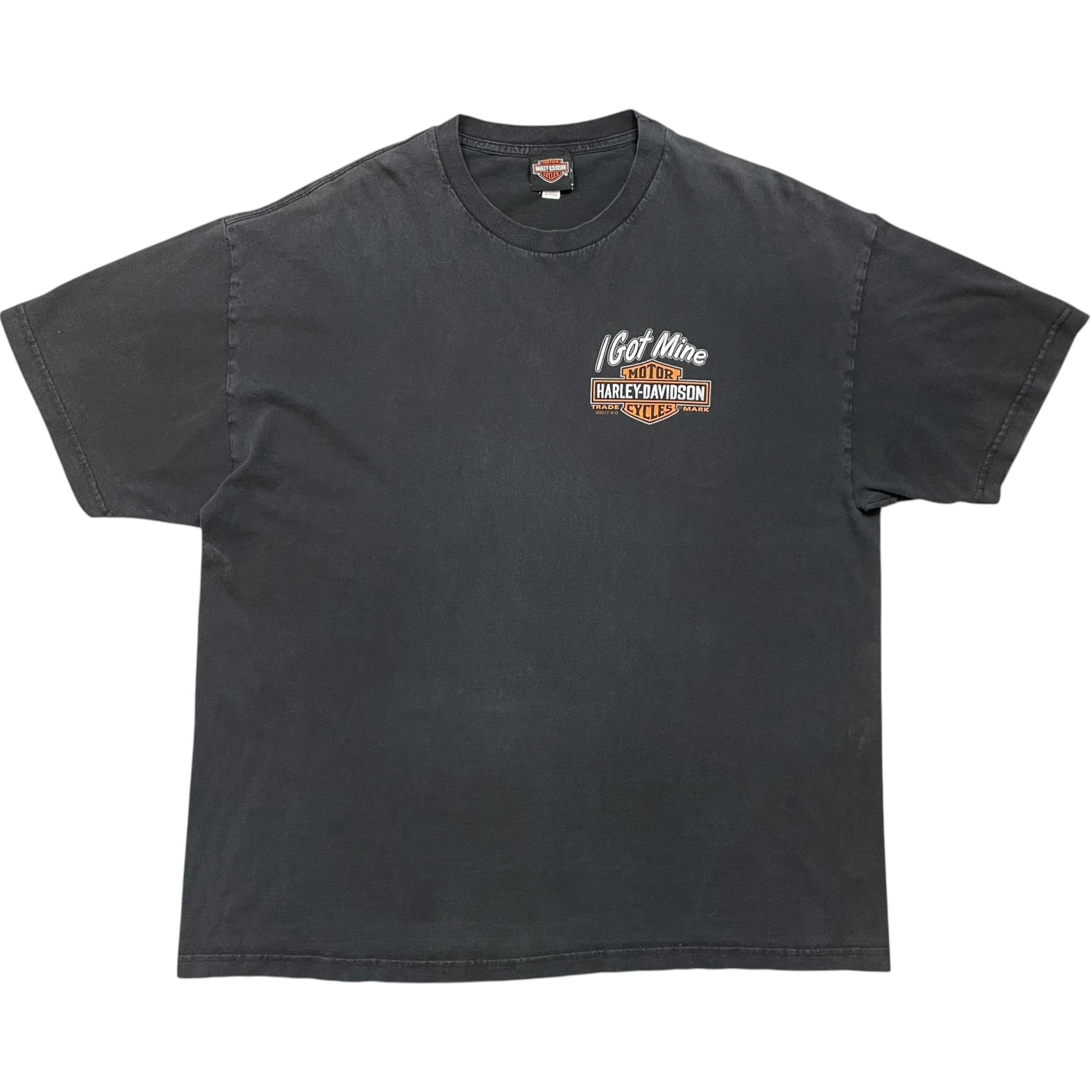 《XXL》 Harley-Davidson ハーレーダビッドソン Tシャツ ブラック プリントデザイン プリント割れ有 no.10212