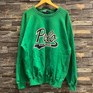 RALPH LAUREN LOGO SWEAT SHIRT GREEN 1990'S OLD