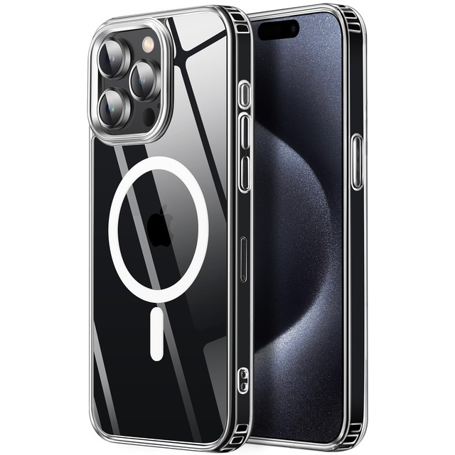 【米軍規格・MagSafe対応】Gtsoho iPhone 15 Pro Max ケース 用 ケース 透明 マグネット搭載 ワイヤレス充電 耐衝撃 耐久性 全面保護 黄ばみなし ストラップホール付き イフォン 15 Pro Max 用 カバー マグセーフ対応 透明な