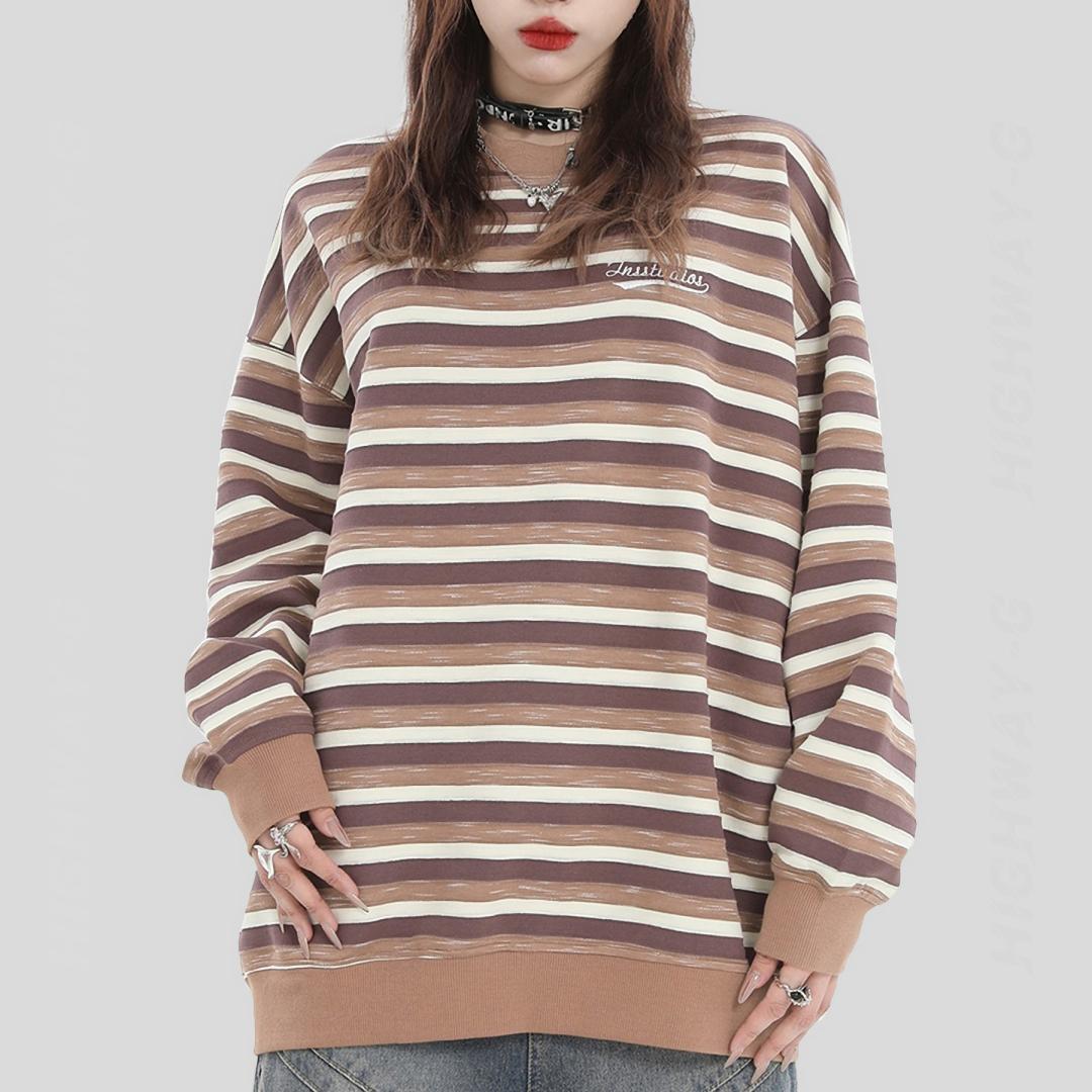 INSstudiosストライプラウンドネックシャツ(全4色) / HWG1267