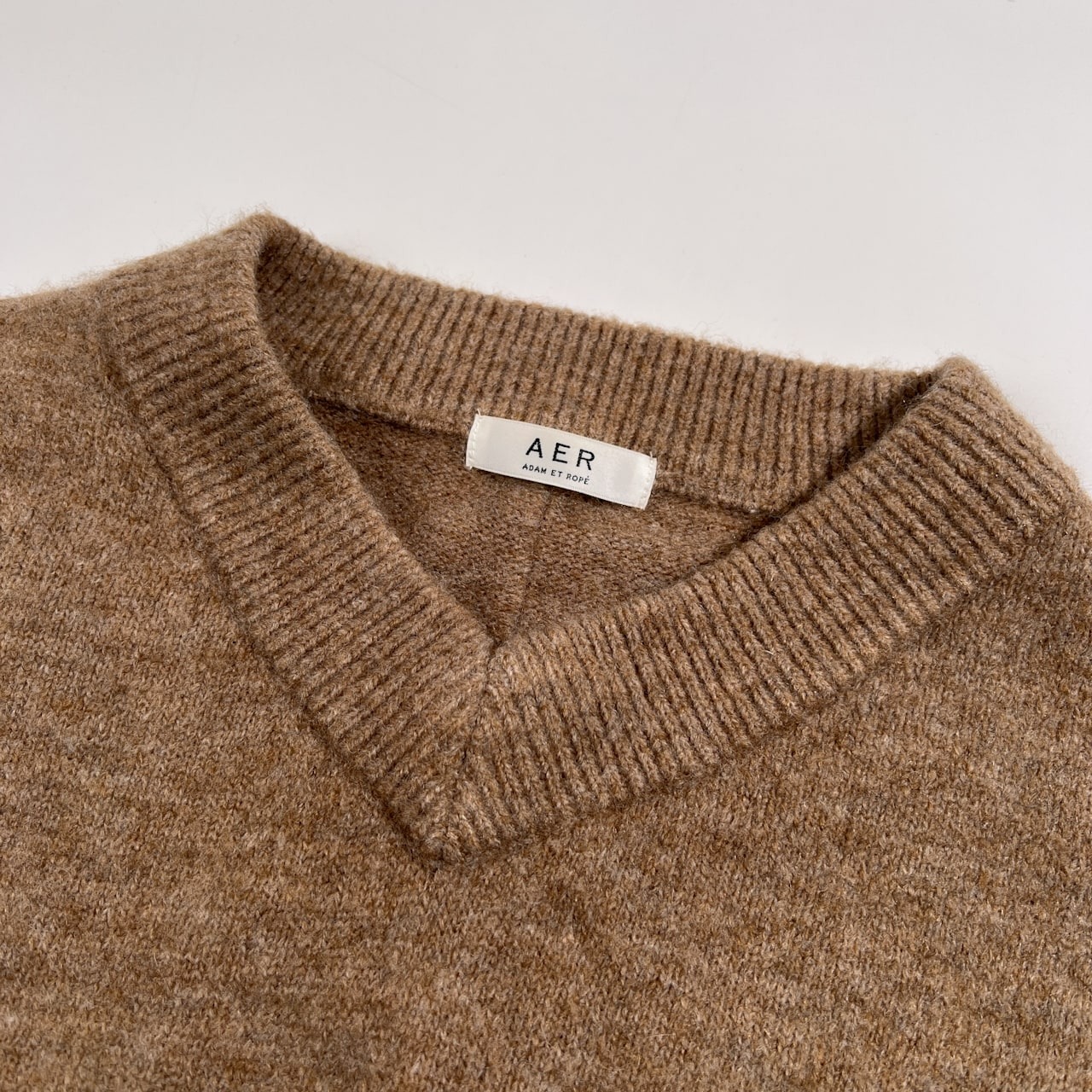 AER ADAM ET ROPE アダムエロペ ウール混 Vネック ワイド ニット セーター /ブラウン系 モカ ゆるだぼ ドロップショルダー