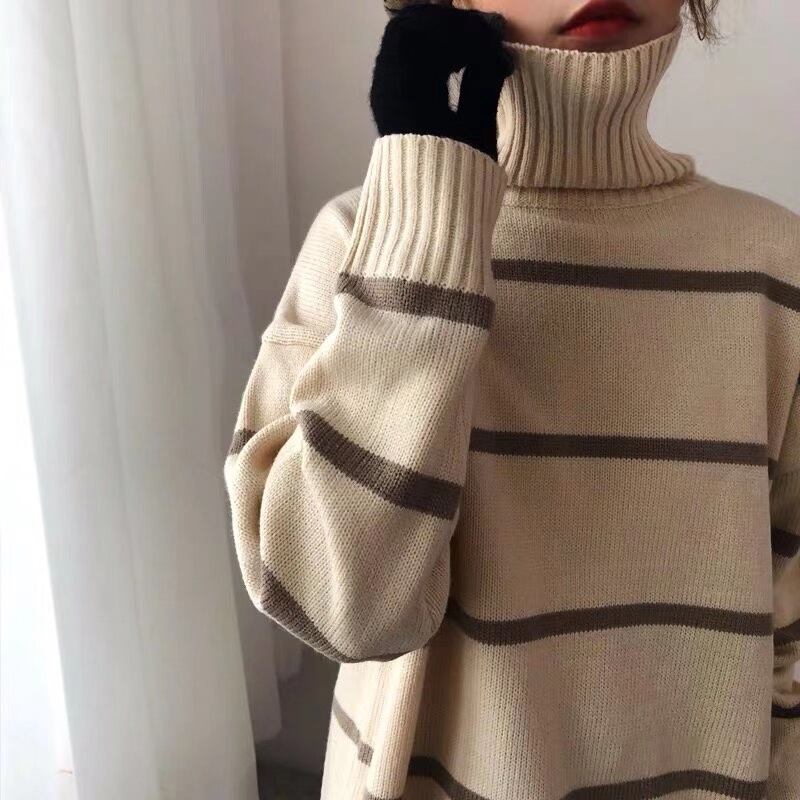 ボーダー　タートルネックオーバーニット　AJ11013-A011