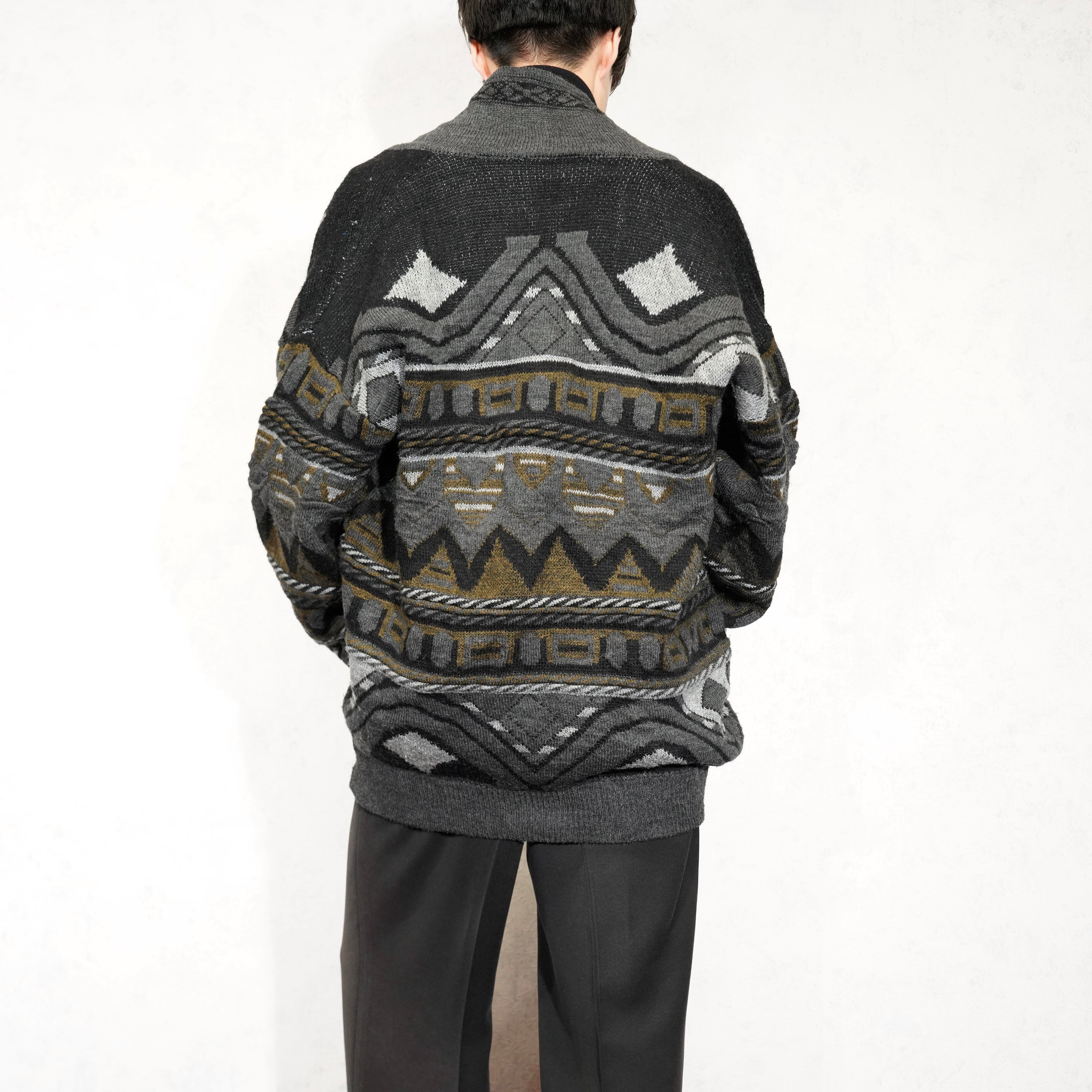 美品 Y’s ビッグ ドット 柄 ウール ニット デザイン カーディガン Y's - 美品 Y's ビッグ ドット 柄 ウール ニット デザイン