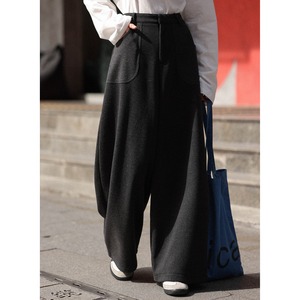 patch-pocket wide full-length pants　J00340