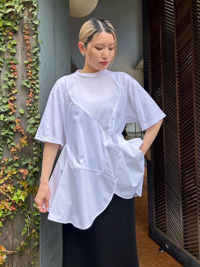 【24SS】GURTWEIN ガーウィン / zip-on shoulder loose-fit chiffon veil blouse