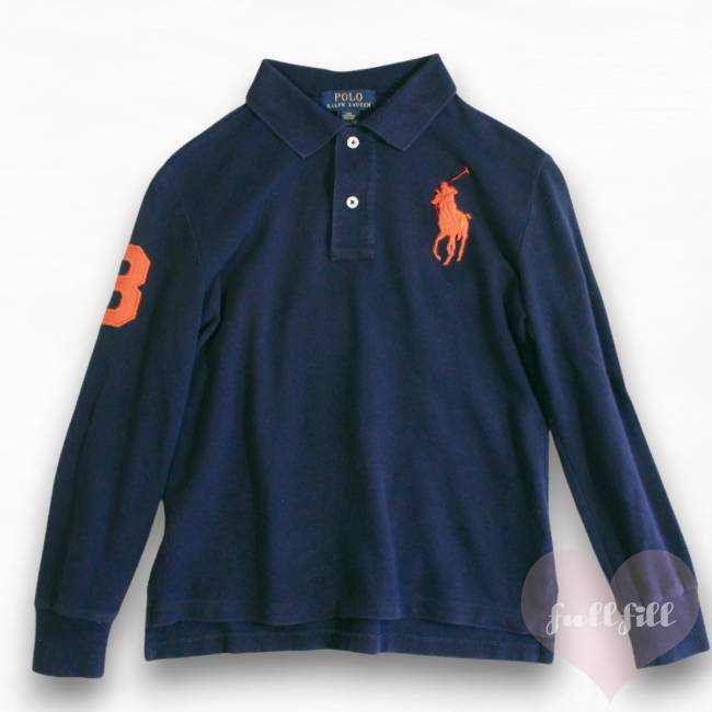 ラルフローレン ビッグポニー エンブロイダリー 長袖ポロ ネイビー POLO RALPH LAUREN ビッグポニー 長袖ポロシャツ ネイビー レディース