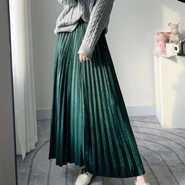 ベルベット マキシ丈 ハイウエスト ロングスカート Ln00072
