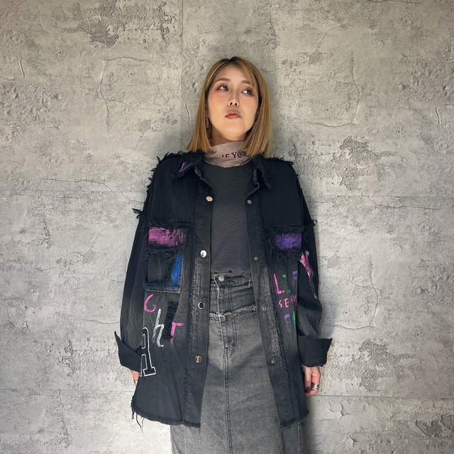 オーガンジースリーブニットカーデ