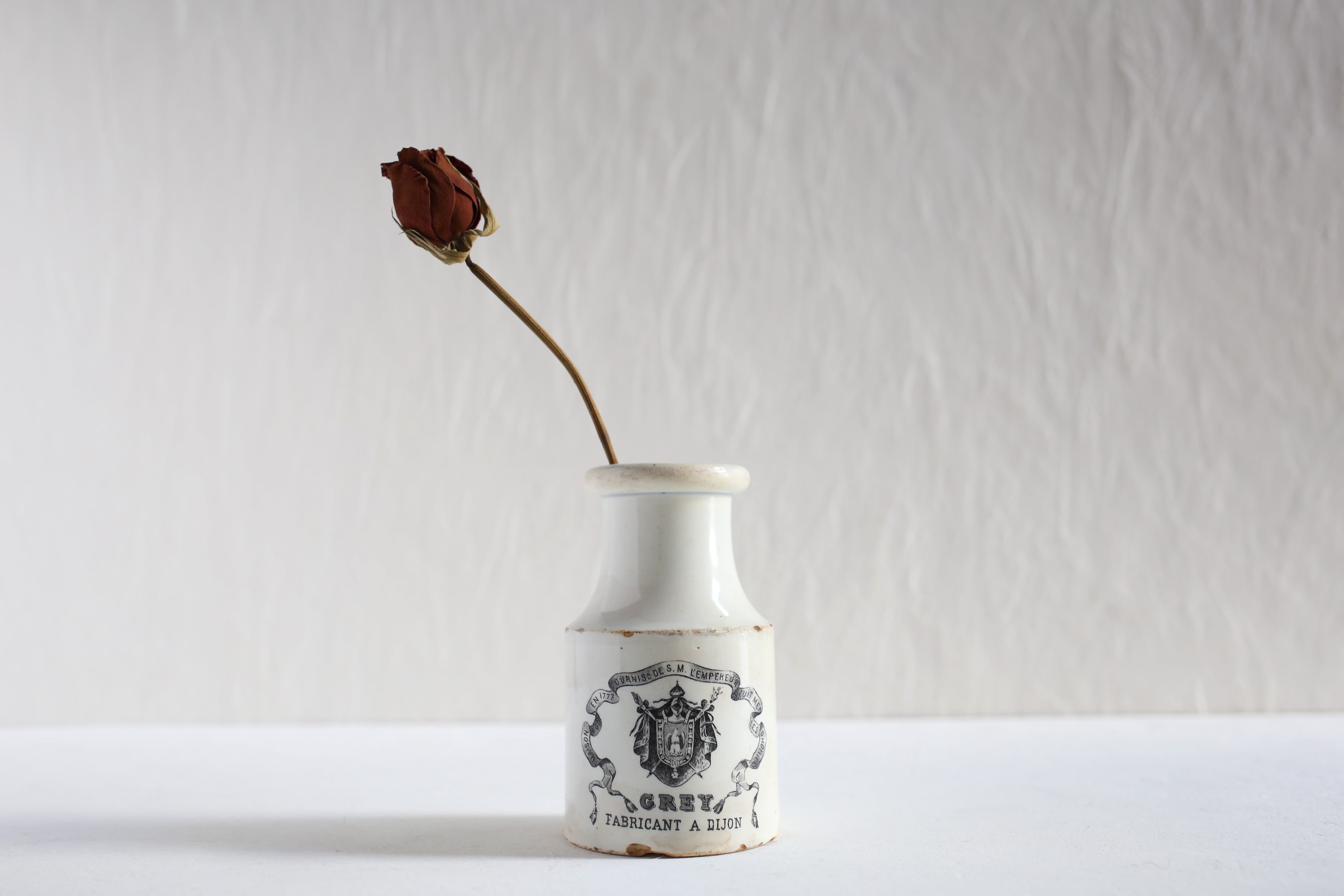 フランス アンティーク Creil et Montereau クレイユモントロー L.M.&Cie刻印『GREY POUPON』 マスタードポット N-06726