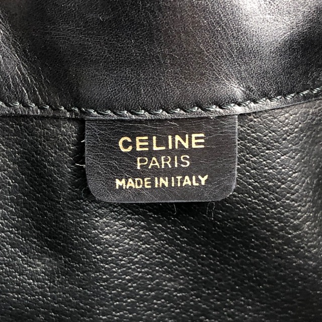 CELINE セリーヌ ショルダーバッグ ブラック ブラゾン型押し レザー サイドジップ 巾着 vintage ヴィンテージ オールド dw8eb4