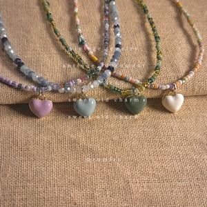 ハンドメイド アンティーク ハート アクセント ネックレス
